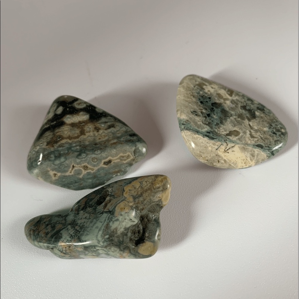 Ocean Jasper tumbled stone. Set of 3